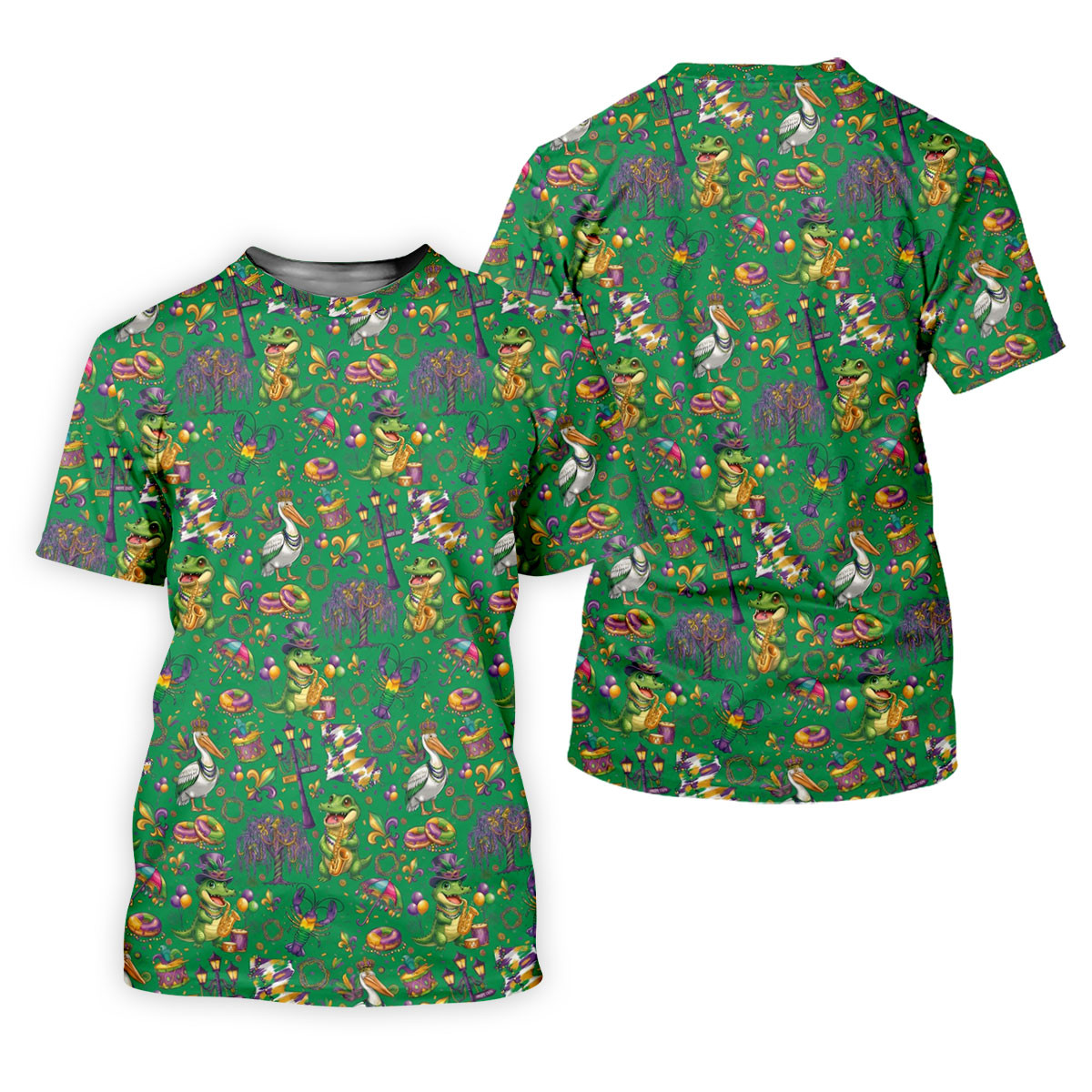 Mardi Gras Fleur De Lis Animal Band Green Golf Shirt, Women's Golf Shirts, Ladies Golf Polos SH818