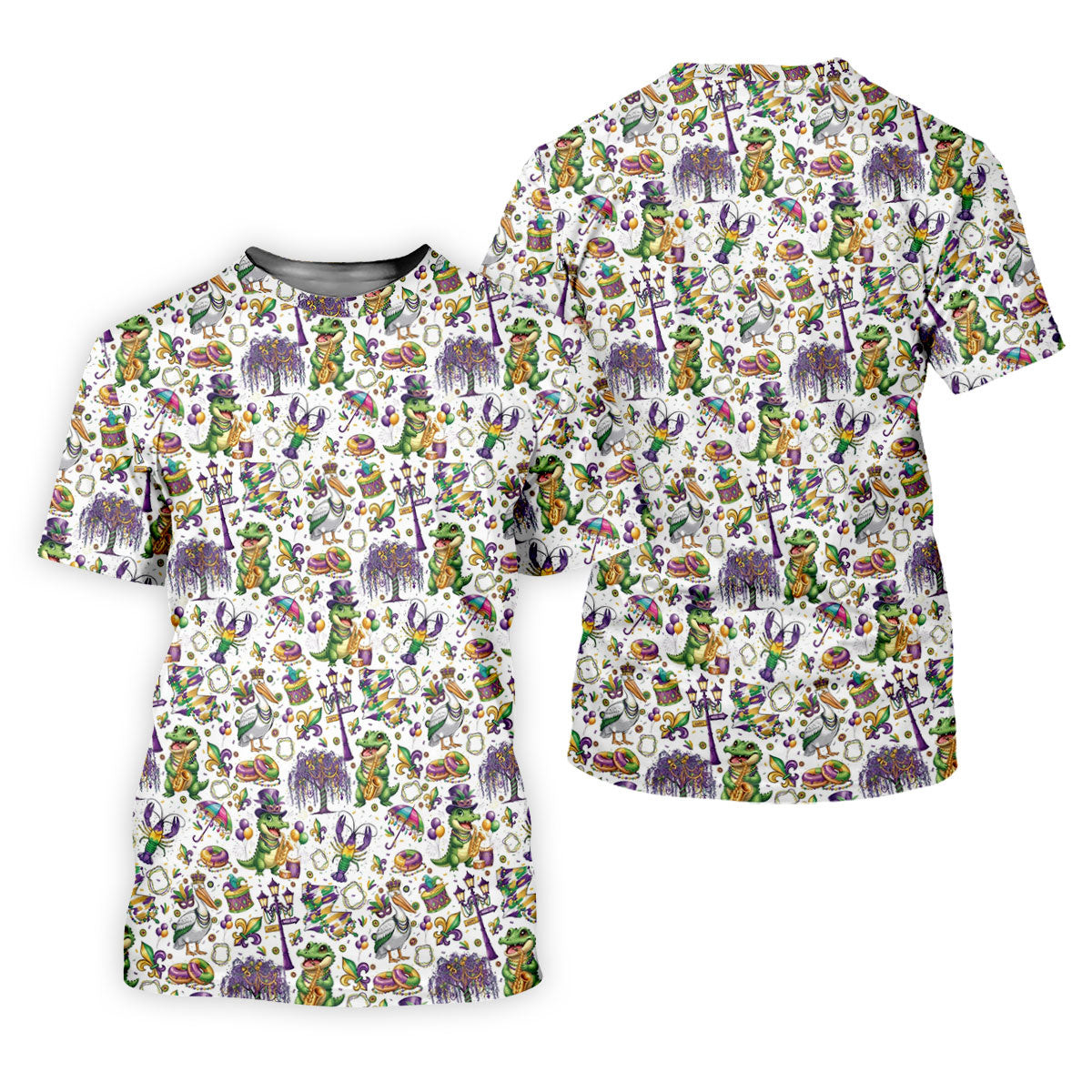 Mardi Gras Fleur De Lis Animal Band White Golf Shirt, Golf Tops For Men, Polo Shirts For Men SH818
