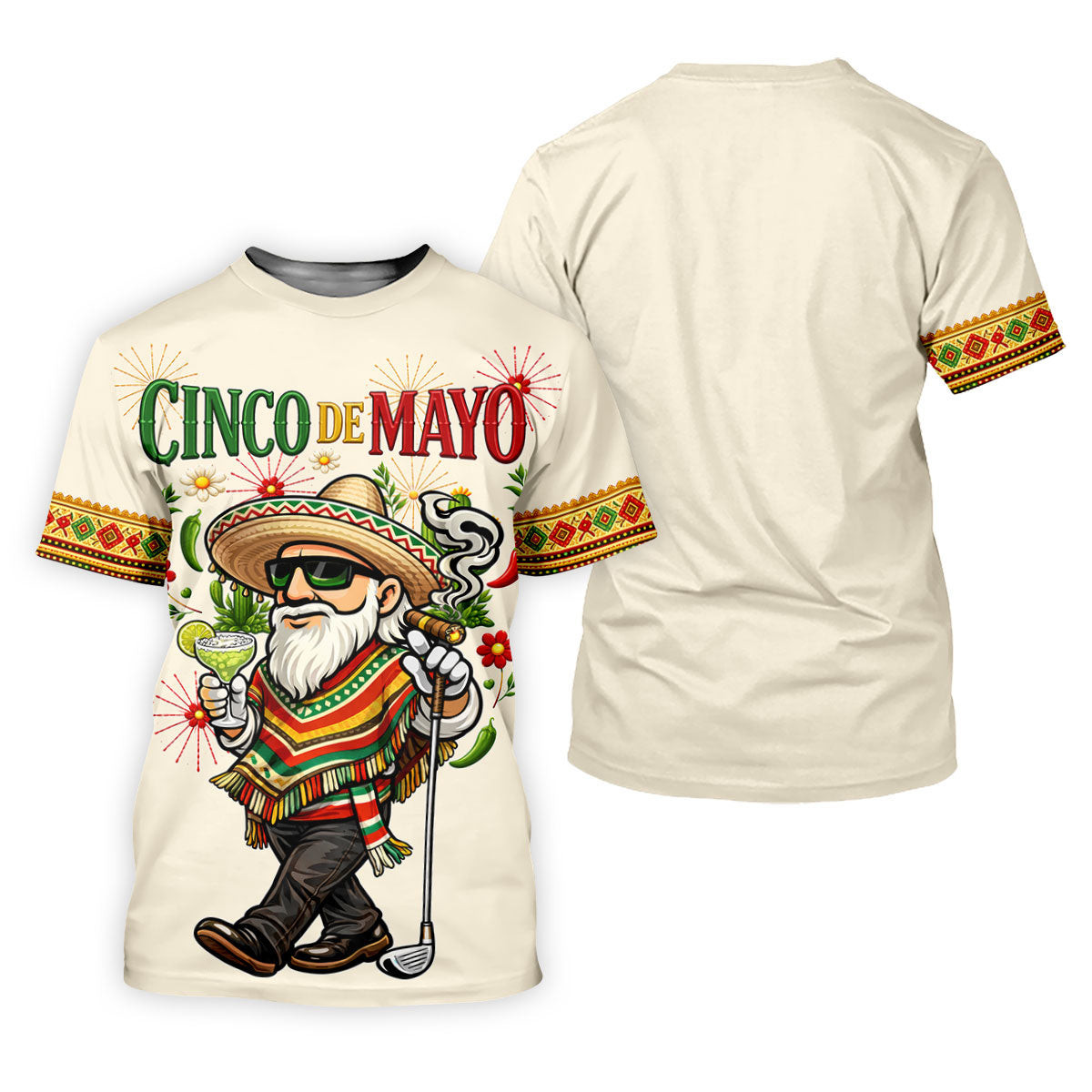 Margarita Man Cinco De Mayo Celebration Beige Golf Shirt, Fiesta Theme Golf Shirts For Men SH818