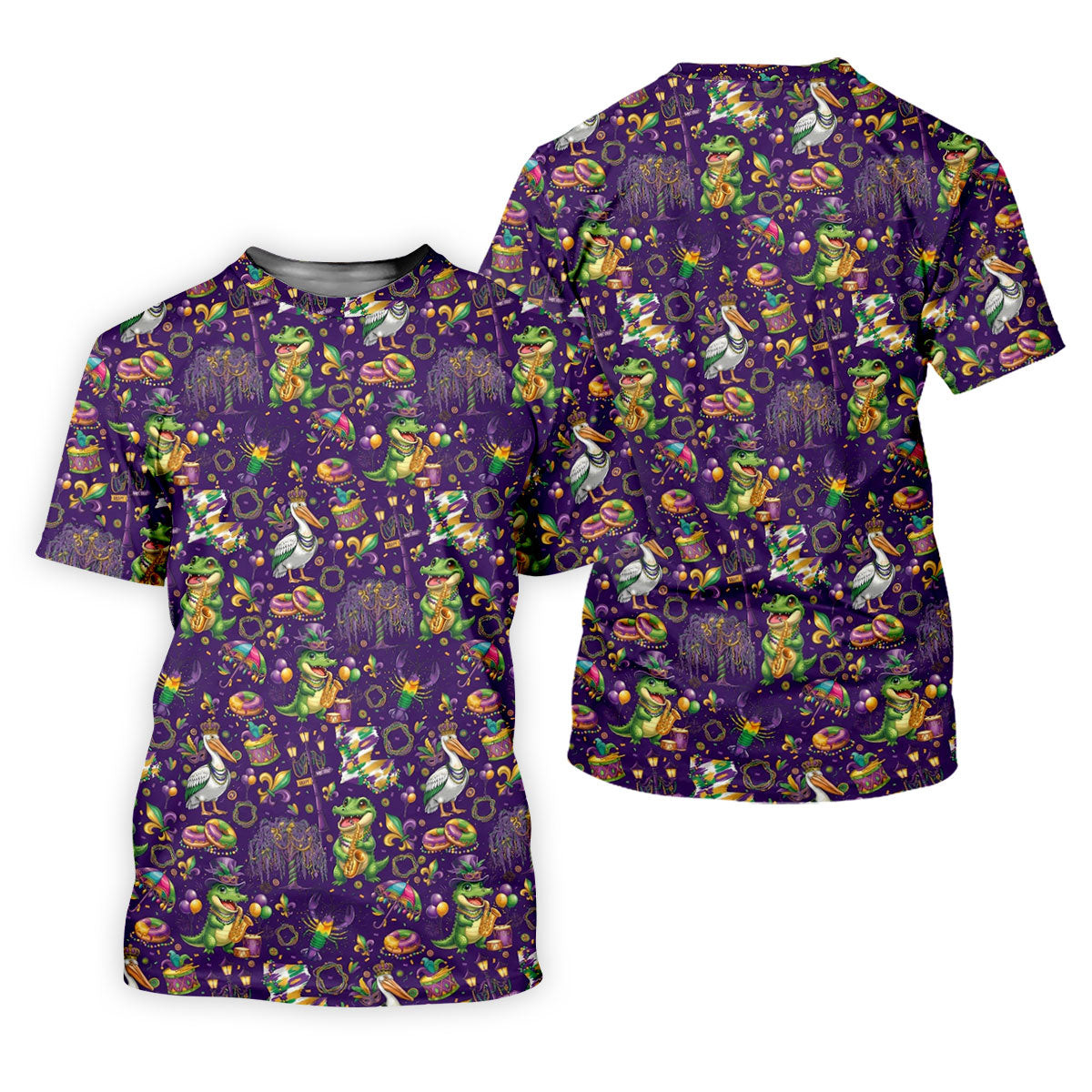 Mardi Gras Fleur De Lis Animal Band Purple Golf Shirt, Golf Tops For Men, Polo Shirts For Men SH818