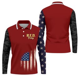 Military Support Golf Shirt, Red Friday Polo Shirt For Men, USA Flag Patriotic Apparel SH818