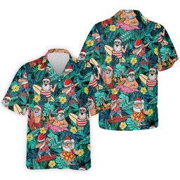 Men's Funny Santa Pool Float Golf Shirt, Christmas Golf Shirt, Golf Apparel For Men SH818