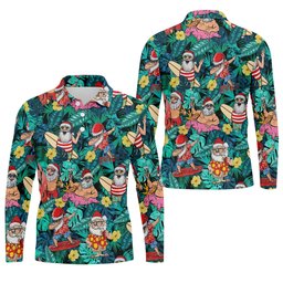 Men's Funny Santa Pool Float Golf Shirt, Christmas Golf Shirt, Golf Apparel For Men SH818