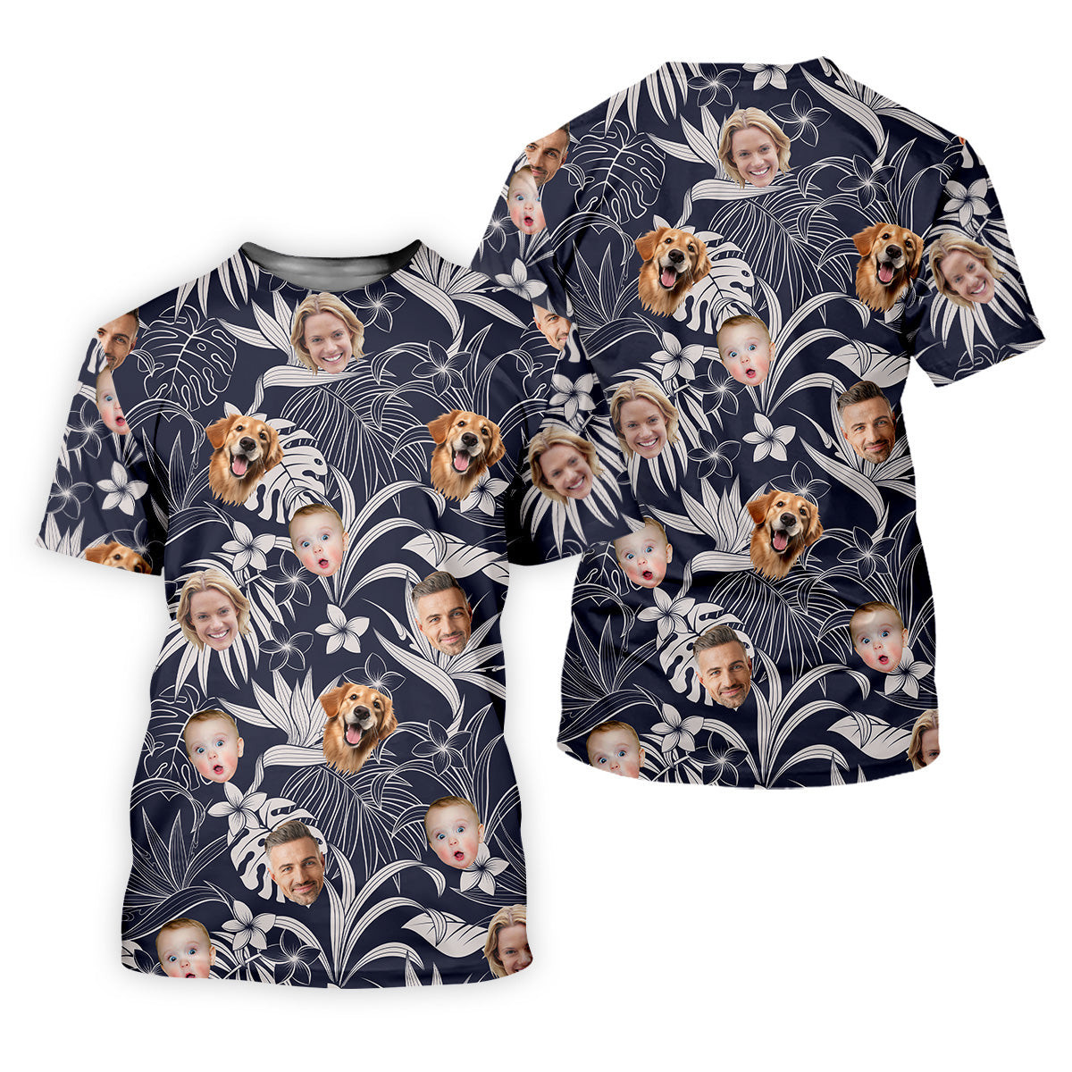 Mens Custom Photo Hawaiian Shirt, Vintage Aloha Shirts, Men Palm Tree Shirt, Custom Face Shirt, Hawaiian Golf Shirt SH818
