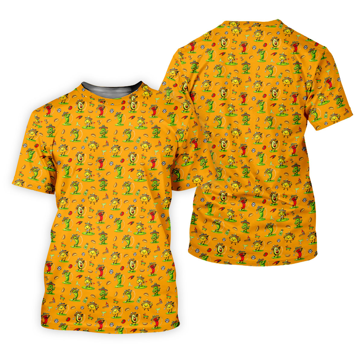 Mexican Cartoon Food Characters Cinco De Mayo Celebration Fiesta Themed Yellow Golf Shirt For Women SH818