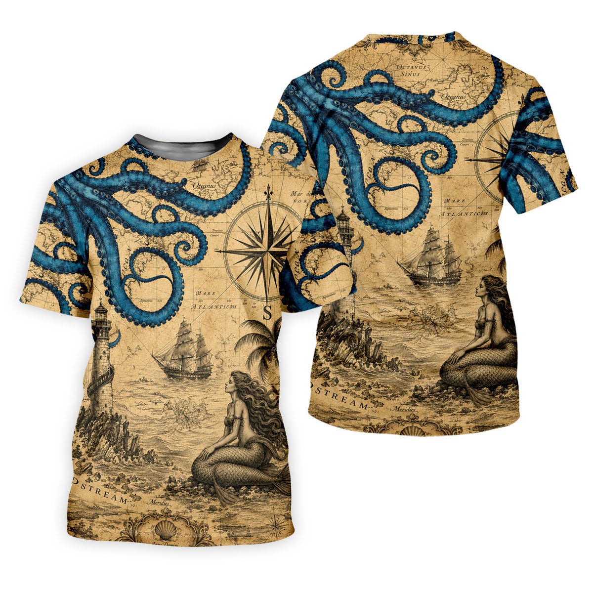 Mermaid Princess Vintage Nautical Hawaiian Golf Shirt, Men's Golf Shirt, Polo Shirts For Men SH818