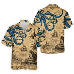 Mermaid Princess Vintage Nautical Hawaiian Golf Shirt, Men's Golf Shirt, Polo Shirts For Men SH818