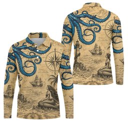 Mermaid Princess Vintage Nautical Hawaiian Golf Shirt, Men's Golf Shirt, Polo Shirts For Men SH818