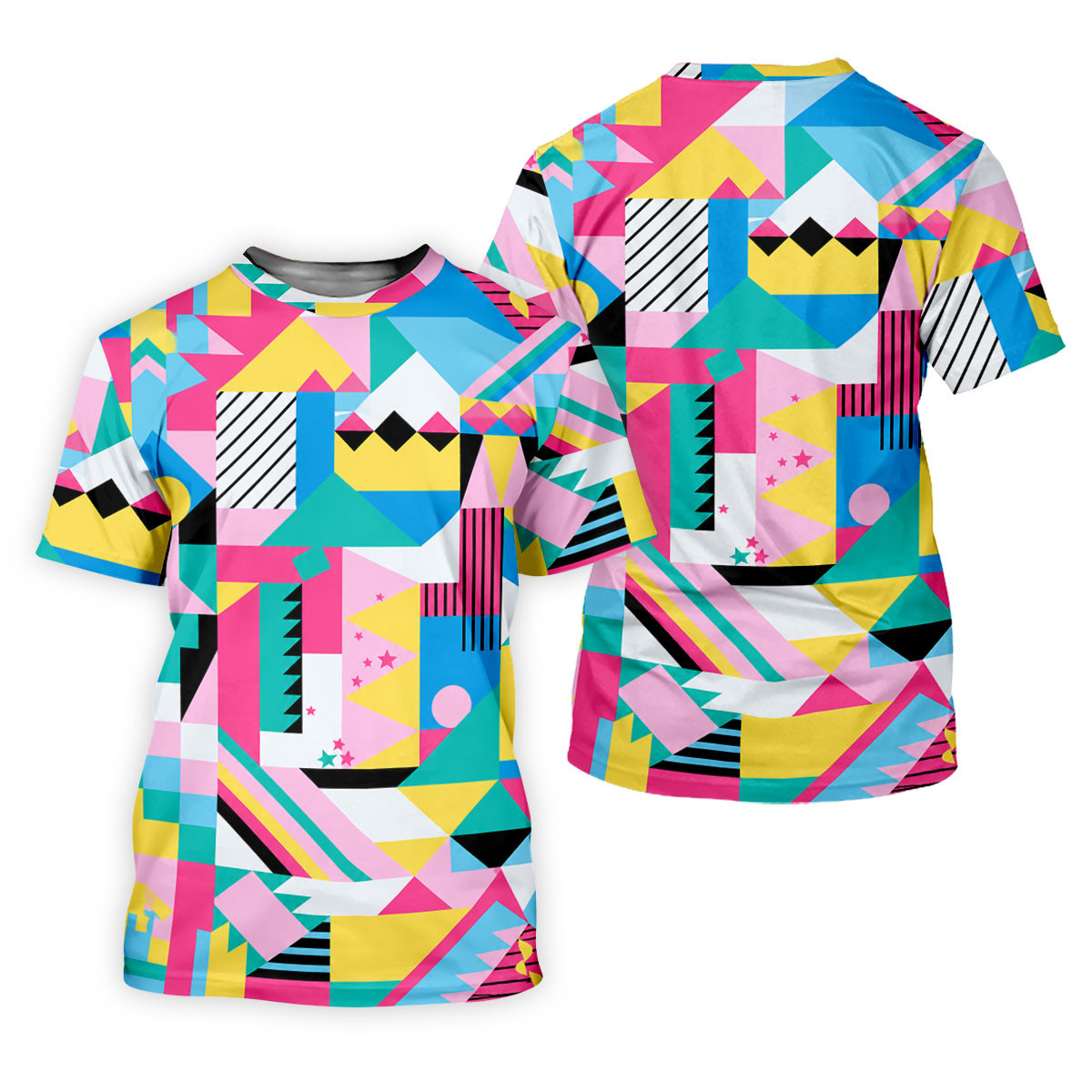Memphis Pattern Golf Shirt, Retro 80s Geometric Color Block Design, Golf Shirt For Women SH818