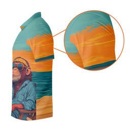 Monkey Gentleman Sunset Coast Hawaiian Golf Shirt, Women's Golf Tops, Ladies Golf Shirts SH818