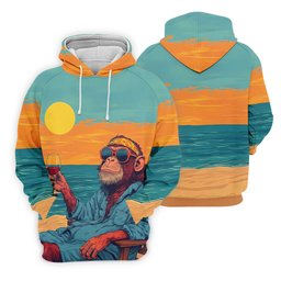 Monkey Gentleman Sunset Coast Hawaiian Golf Shirt, Women's Golf Tops, Ladies Golf Shirts SH818