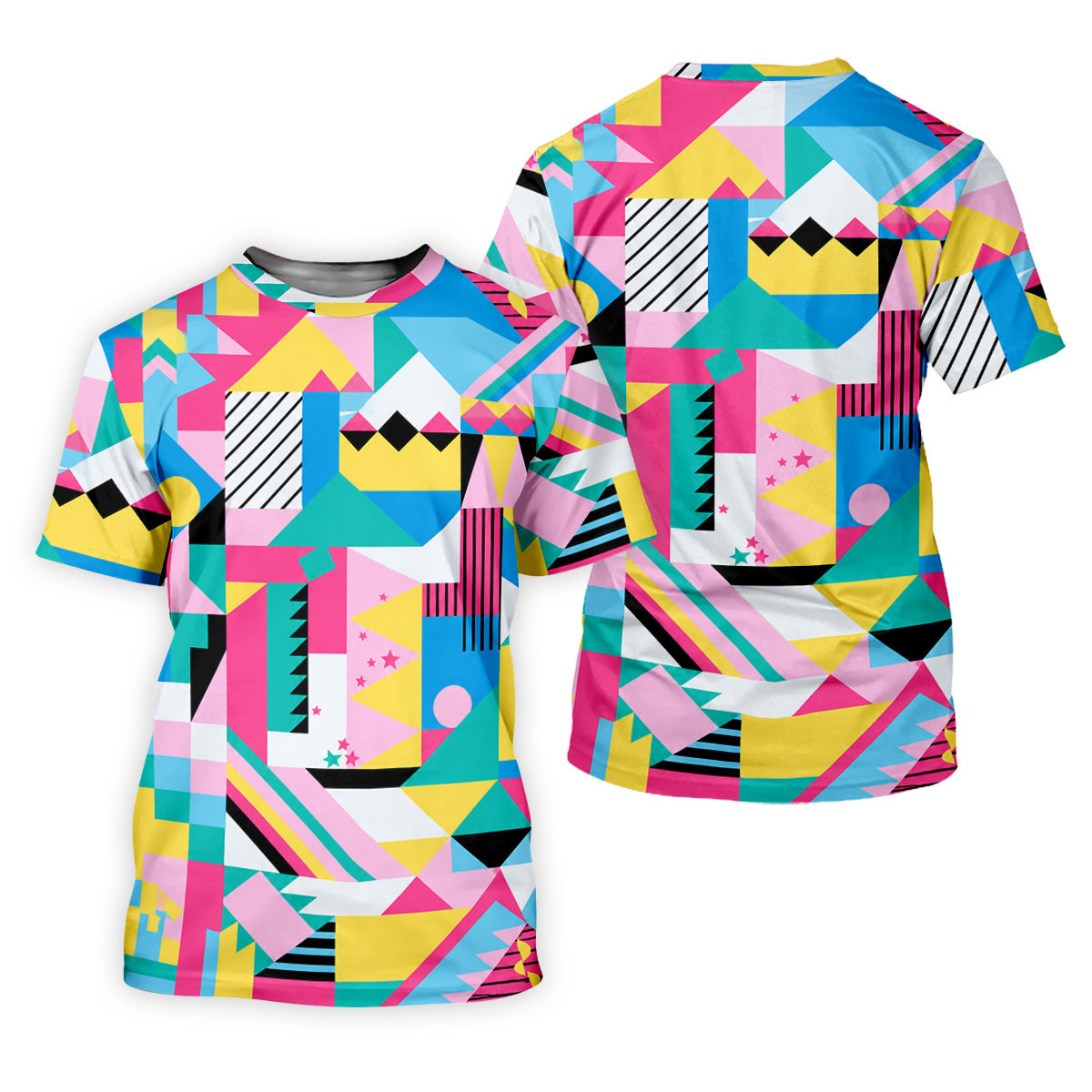Memphis Pattern Golf Shirt, Retro 80s Geometric Color Block Design, Golf Shirt For Men SH818