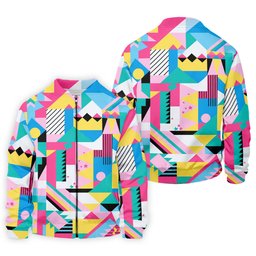 Memphis Pattern Golf Shirt, Retro 80s Geometric Color Block Design, Golf Shirt For Men SH818