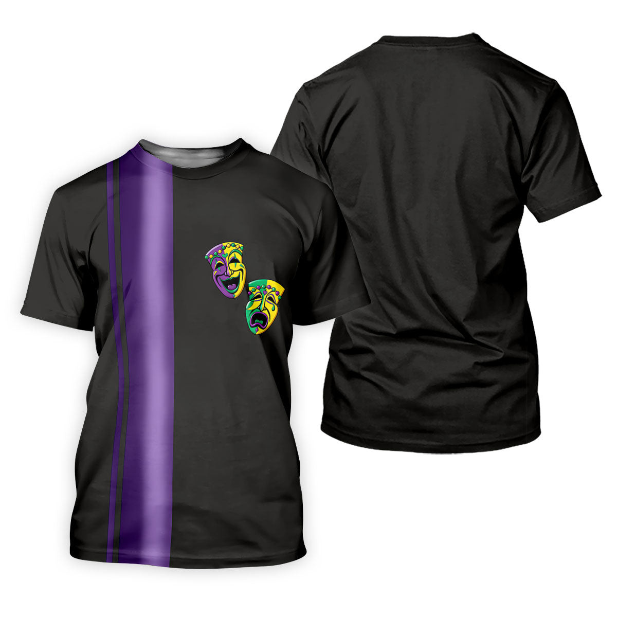 Melpomene And Thalia Theatrical Masks Purple Stripe Mardi Gras Golf Shirt, Women's Golf Tops, Ladies Golf Shirt SH818