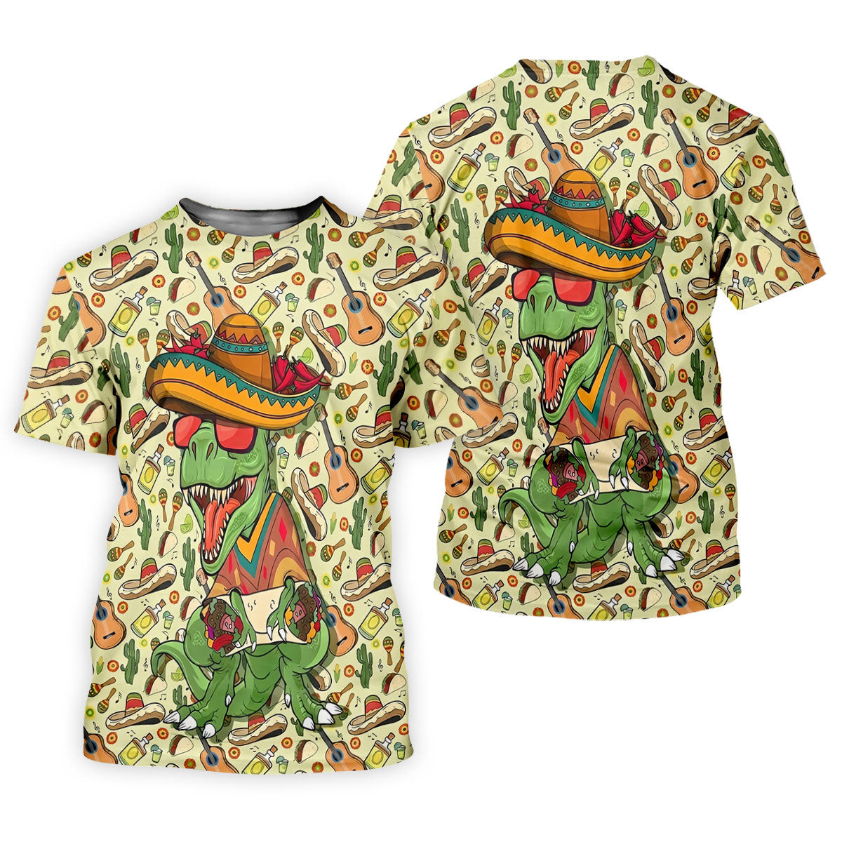 Mexican T-Rex Cinco De Mayo Celebration Funny Golf Shirt, Vibrant Color Golf Shirts For Men SH818
