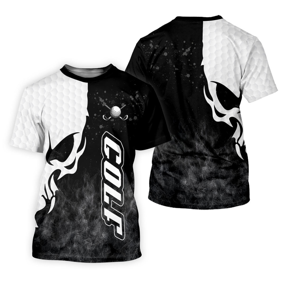 Monochrome Skull Golf Ball Graphic Golf Shirt, Golf Polo For Women, Printed Golf Shirt SH818
