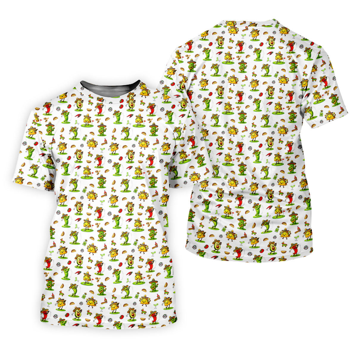 Mexican Cartoon Food Characters Cinco De Mayo Celebration Fiesta Themed White Golf Shirt For Women SH818