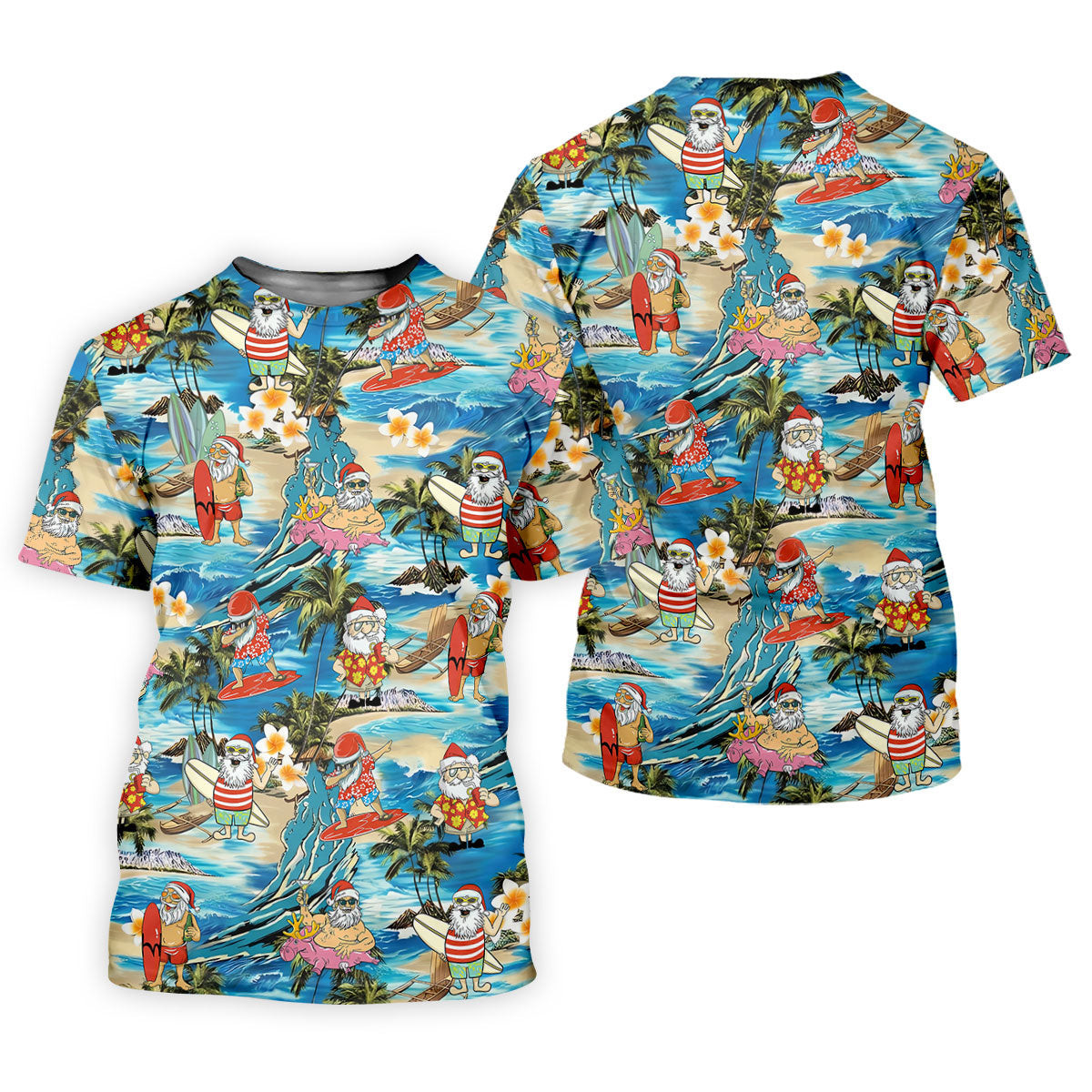 Men's Tropical Santa Surf Vacation Men's Golf Shirt, Christmas Golf Shirt, Golf Apparel For Men SH818