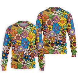 Multicolor Retro Flower Power Golf Shirt, Mens Golf Polo, Hawaiian Golf Shirt, Golf Apparel For Men SH818