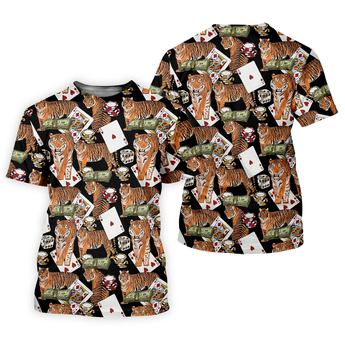 Money Tiger Poker Dice Chips And Cards Hawaiian Golf Shirt, Golf Shirt For Women SH818