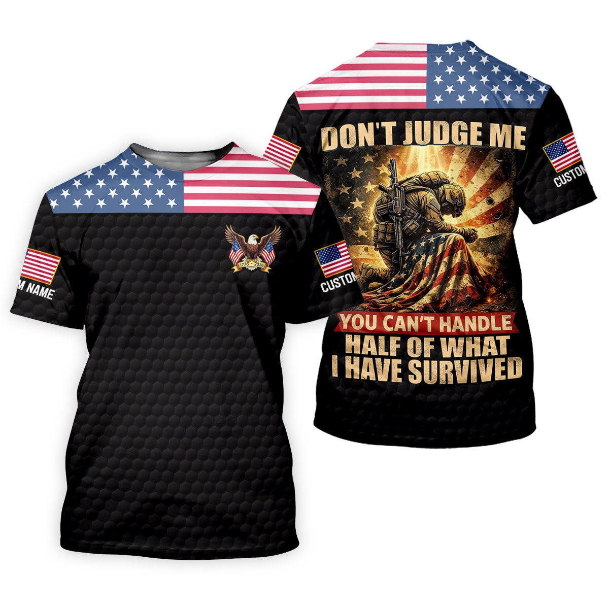 Military Veteran Long Sleeve Golf Shirt, American Flag Polo Shirt, Patriotic Independence Day Apparel For Men SH818