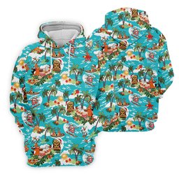 Men's Funny Surfing Santa Hawaiian Golf Shirt, Christmas Golf Shirt, Fun Golf Polo For Men SH818