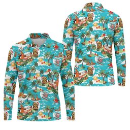 Men's Funny Surfing Santa Hawaiian Golf Shirt, Christmas Golf Shirt, Fun Golf Polo For Men SH818