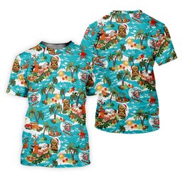 Men's Funny Surfing Santa Hawaiian Golf Shirt, Christmas Golf Shirt, Fun Golf Polo For Men SH818