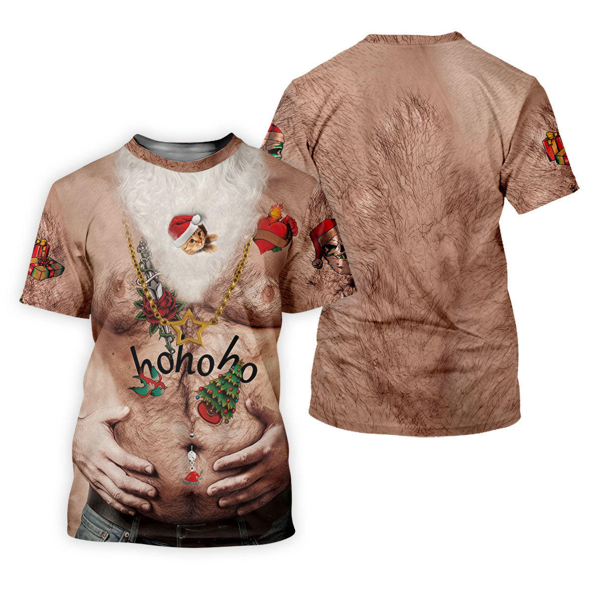 Men's Santa Beer Belly Costume Golf Shirt, Christmas Golf Shirt, Golf Apparel For Men SH818