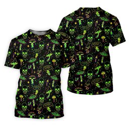 Mushroom And Skull Neon Pattern Hawaiian Golf Shirt, Men's Funny Golf Shirts SH818