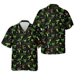 Mushroom And Skull Neon Pattern Hawaiian Golf Shirt, Men's Funny Golf Shirts SH818