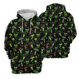 Mushroom And Skull Neon Pattern Hawaiian Golf Shirt, Men's Funny Golf Shirts SH818