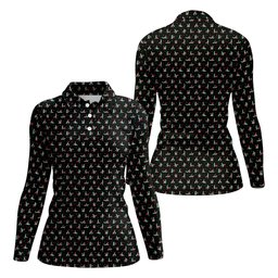 Naughty Couple Snow Pattern Christmas Golf Shirt, Fun Women's Golf Shirts, Golf Gift For Ladies, Ladies Golf Tops SH818