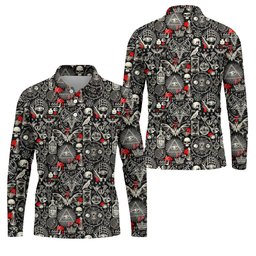 Occult Theme Sketch Style Hawaiian Golf Shirt, Men's Golf Shirt, Polo Shirts For Men SH818
