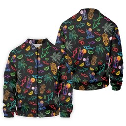 Neon Shark And Cocktail Pattern Hawaiian Golf Shirt, Men's Golf Shirt, Polo Shirts For Men SH818