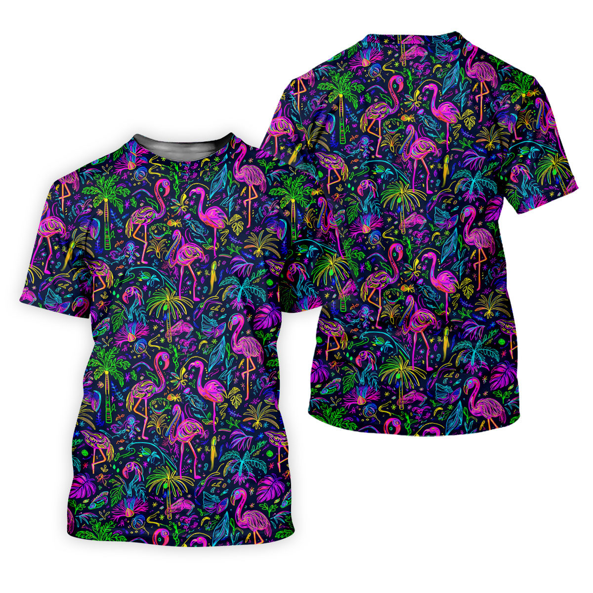 Neon Flamingo Tropical Golf Shirt, Ladies Golf Shirt, Hawaiian Golf Shirt, Womens Golf Tops SH818