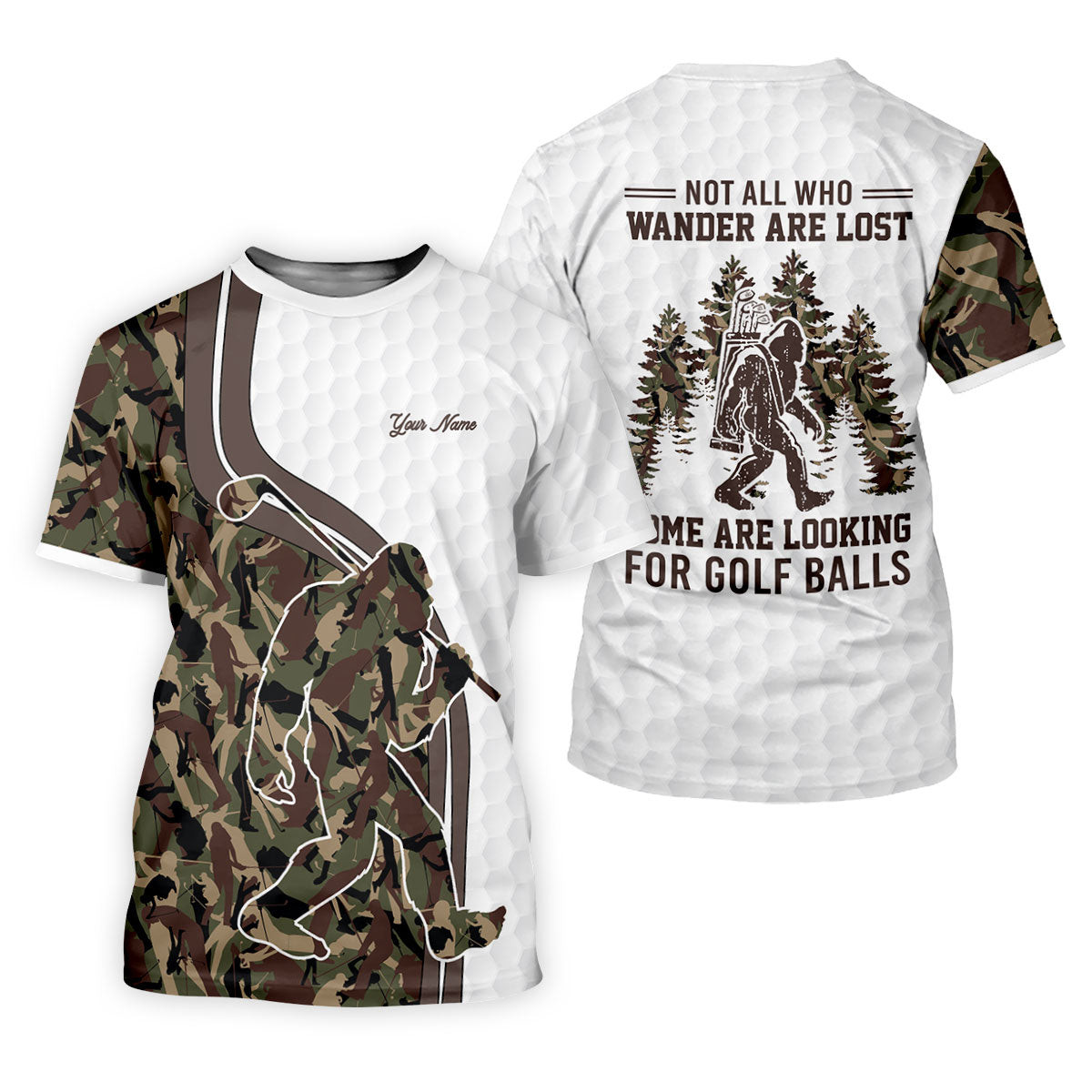 Not All Who Wander Are Lost Bigfoot Camouflage Funny Golf Shirt, Polo Shirts For Men, Golf Shirts For Men SH818