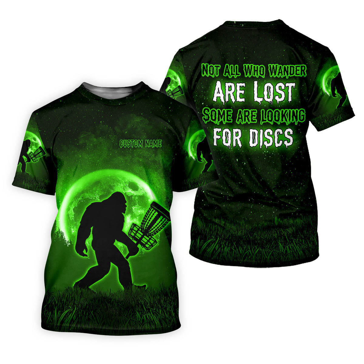 Not All Who Wander Are Lost Bigfoot Disc Golf Shirt, Personalized Golf Shirt, Funny Golf Polo Shirt SH818