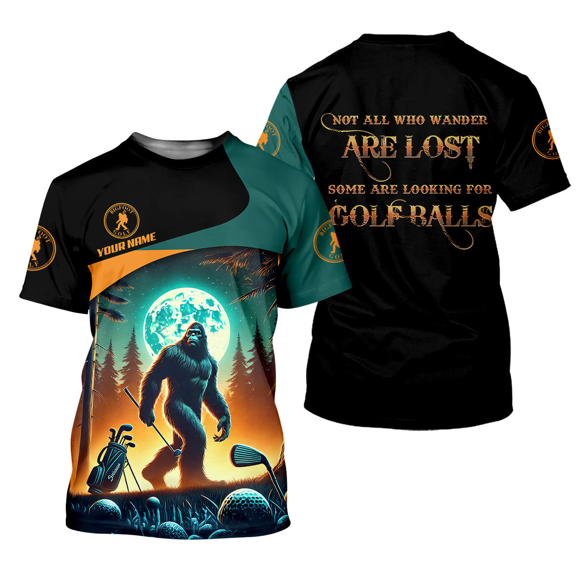 Not All Who Wander Are Lost Bigfoot Custom Men's Golf Polo Shirt, Hilarious Golf Shirt, Funny Golf Gift SH818