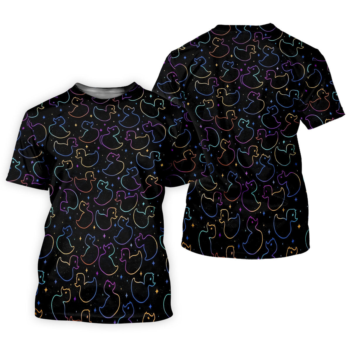 Neon Rubber Duck Pattern Golf Shirt, Ladies Golf Tops, Hawaiian Golf Shirt, Golf Tops For Women SH818