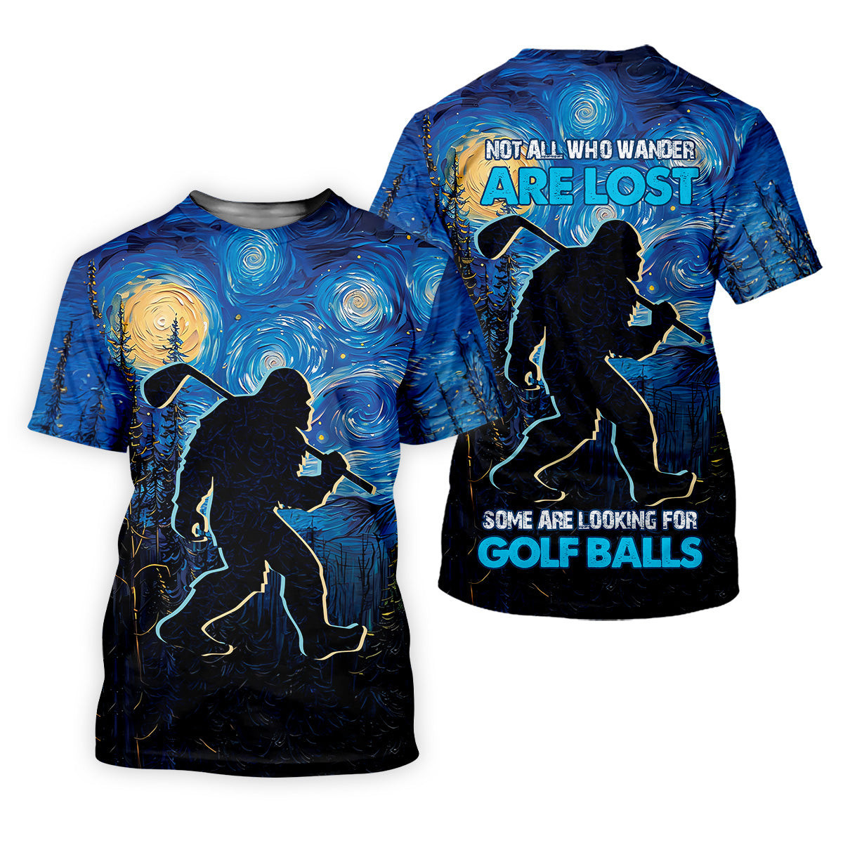 Not All Who Wander Are Lost Starry Night Shirt, Sasquatch Golf Shirt, Golf Tops For Men, Golf Gift For Men SH818