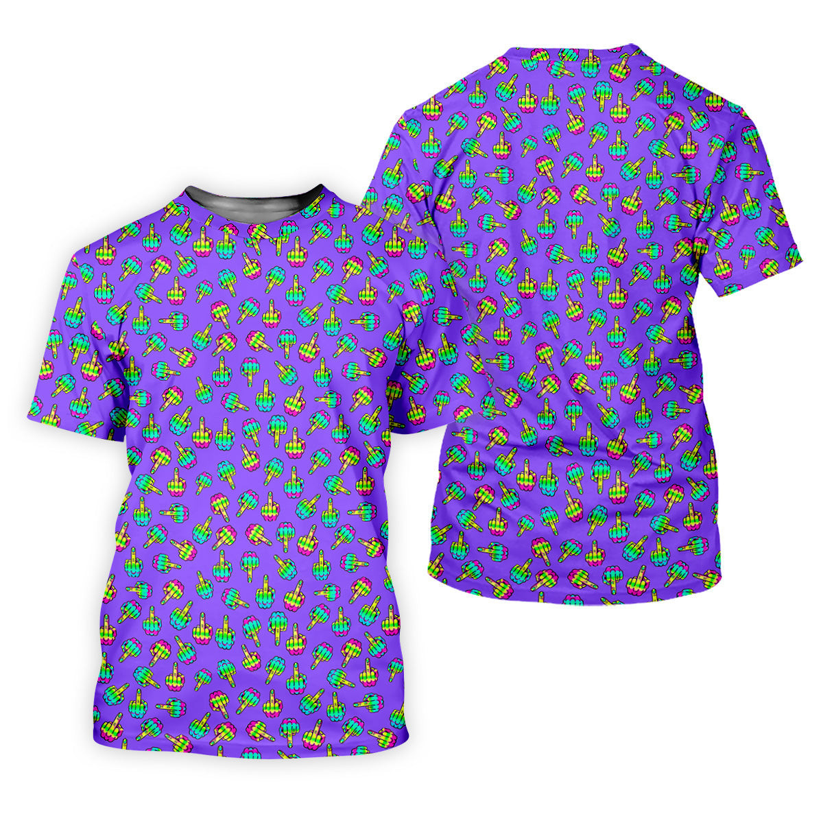 Neon Middle Finger Purple Golf Shirt, Funny Golf Shirt, Ladies Golf Polos, Cool Golf Gift SH818