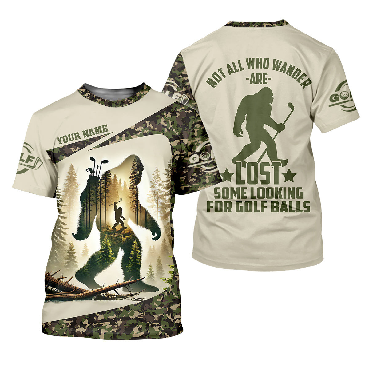 Not All Who Wander Are Lost Bigfoot Custom Men's Golf Polo Shirt, Golfing Apparel, Golf Gifts For Men SH818