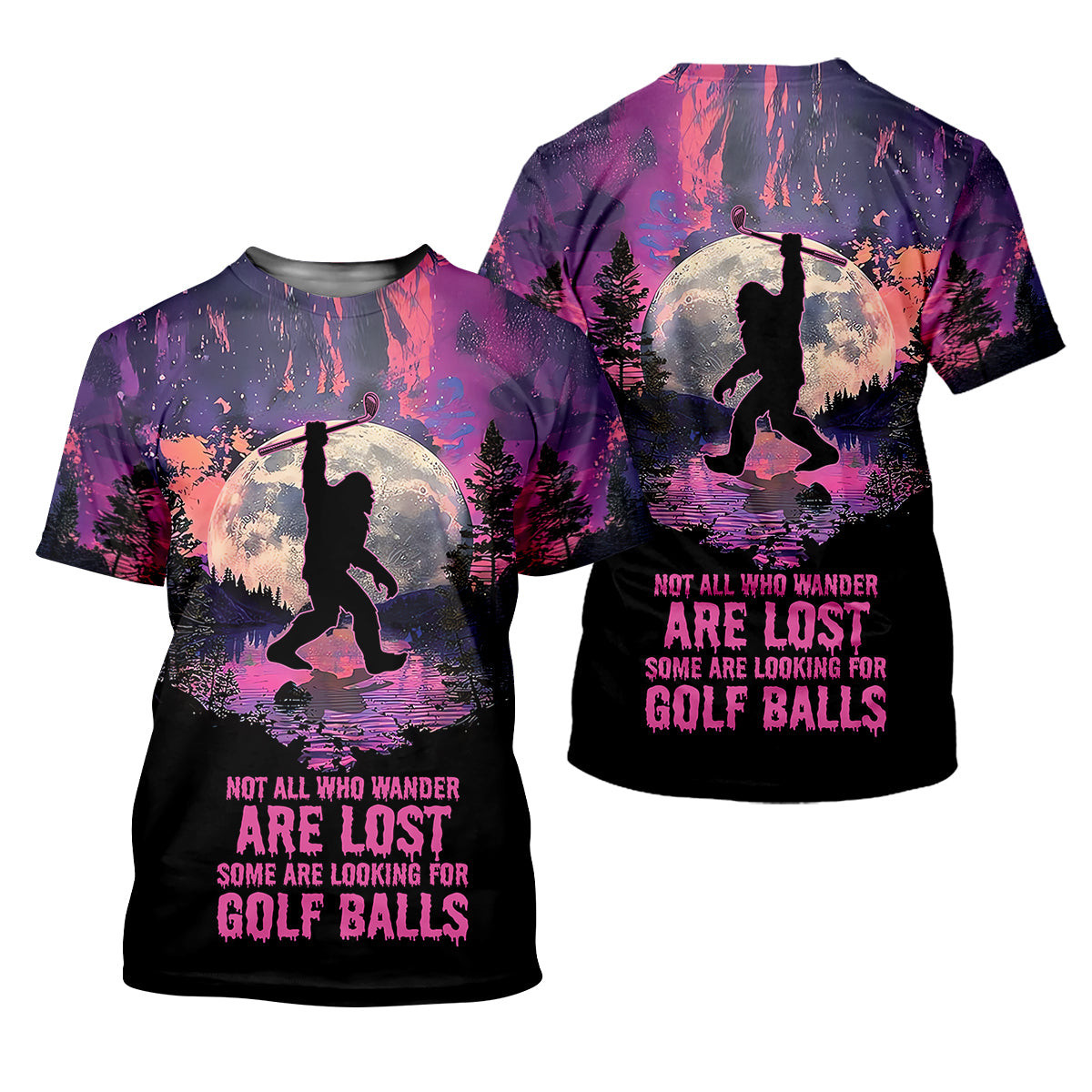 Not All Who Wander Are Lost Bigfoot Custom Men's Golf Polo Shirt, Funny Golf Shirt, Gift For Golfers SH818