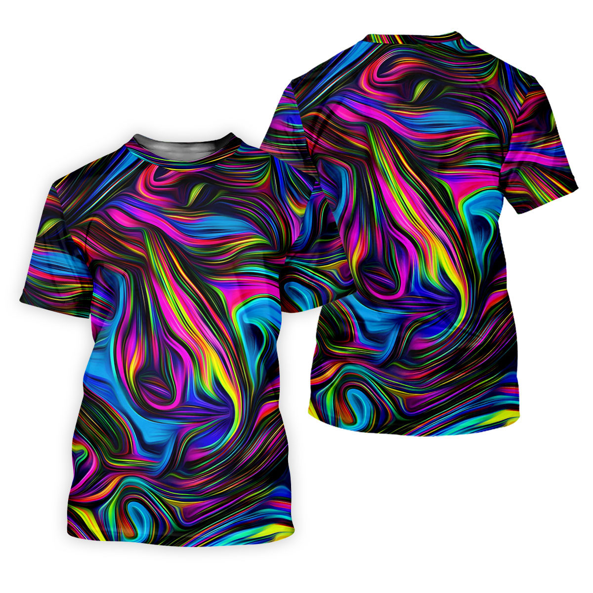 Neon Abstract Swirl Hawaiian Golf Shirt, Women's Golf Tops, Ladies Golf Shirts SH818
