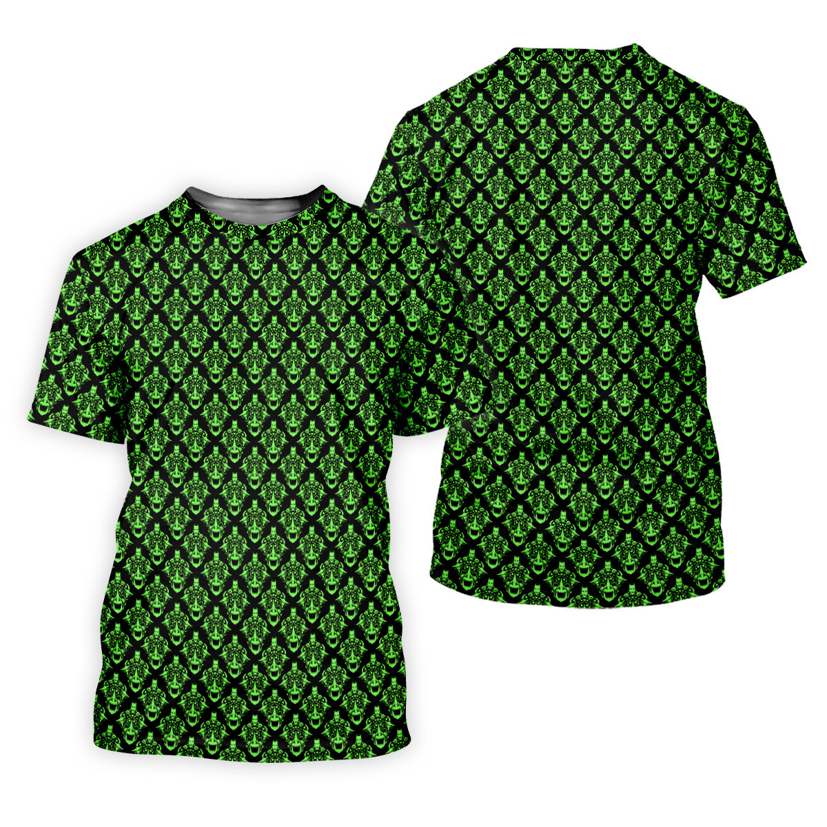 Neon Green Horror Character Pattern Golf Shirt, Mens Golf Polo, Halloween Golf Shirt SH818