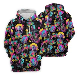 Neon Floral Halloween Horror Character Hawaiian Golf Shirt, Men's Golf Shirt, Mens Golf Polo SH818