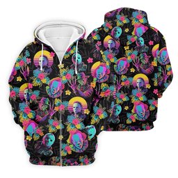 Neon Floral Halloween Horror Character Hawaiian Golf Shirt, Men's Golf Shirt, Mens Golf Polo SH818