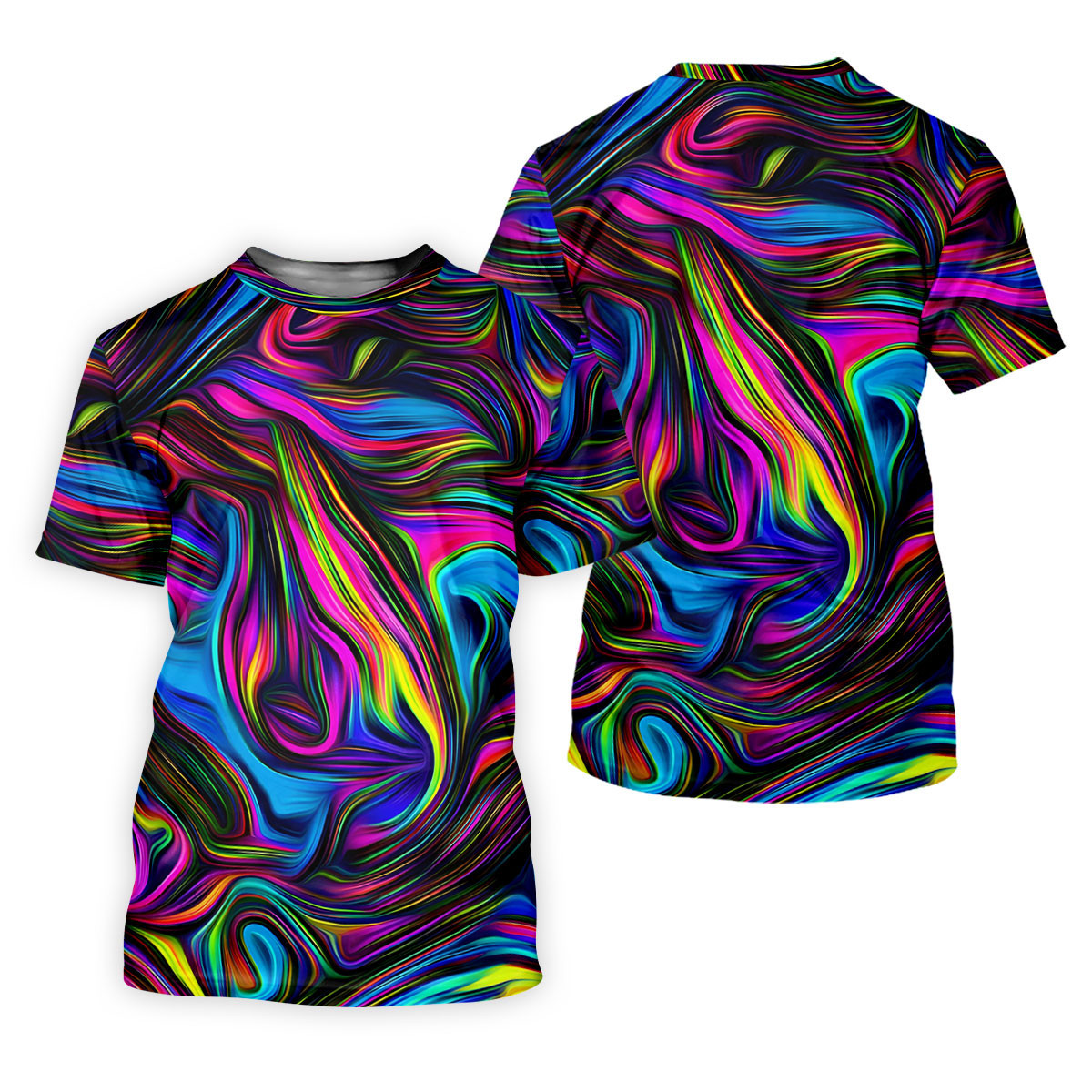 Neon Abstract Swirl Hawaiian Golf Shirt, Men's Golf Shirt, Polo Shirts For Men SH818