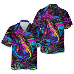 Neon Abstract Swirl Hawaiian Golf Shirt, Men's Golf Shirt, Polo Shirts For Men SH818